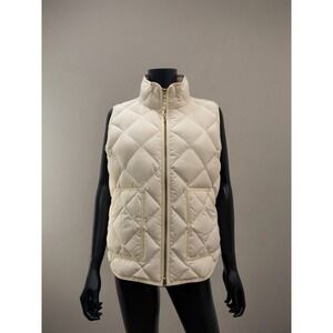 J.Crew Butter Yellow Quilted Down Puffer Vest Trendy‎ Sleeveless Size L